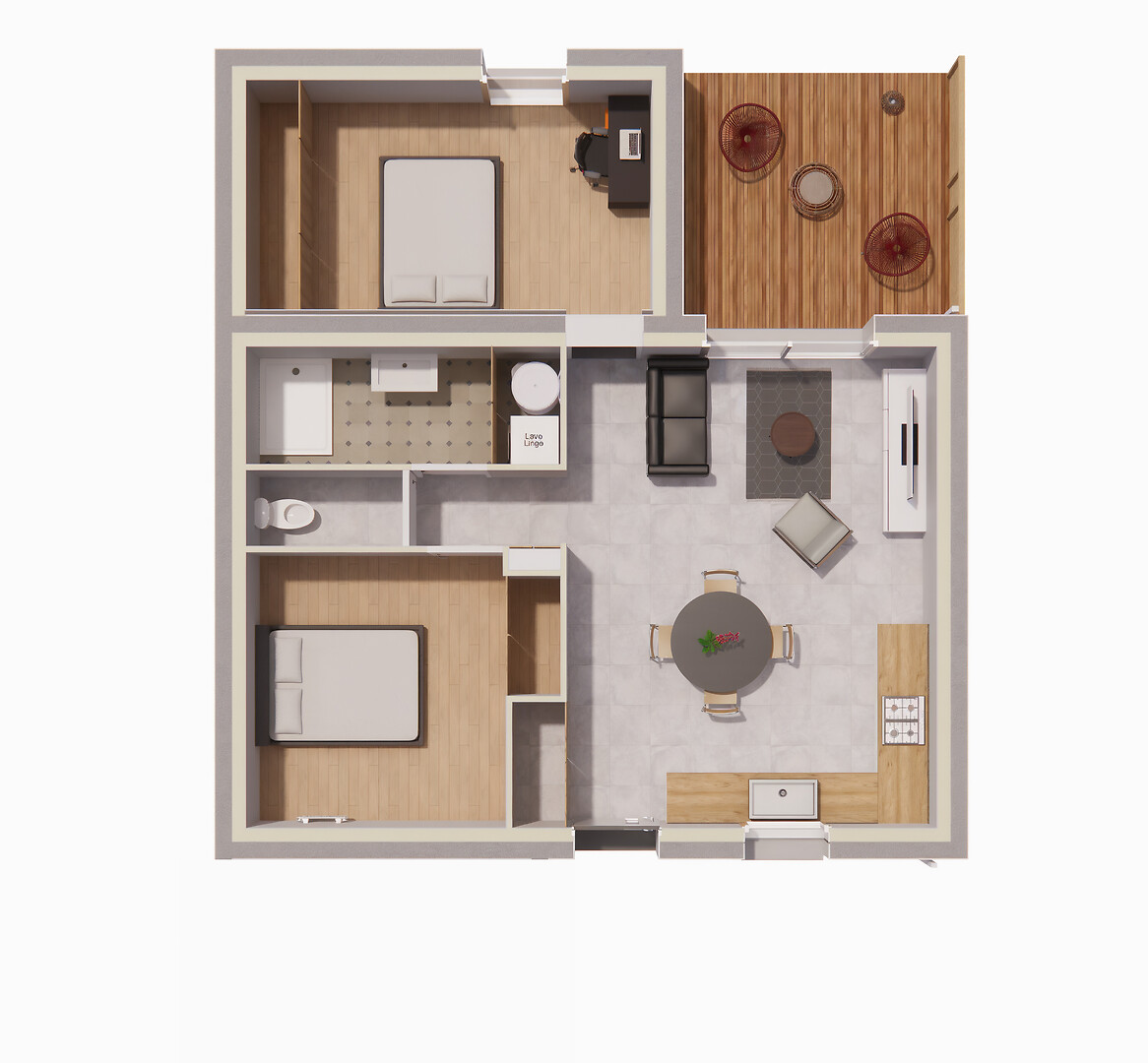 plan maison ecolutive T2 PP + chambre