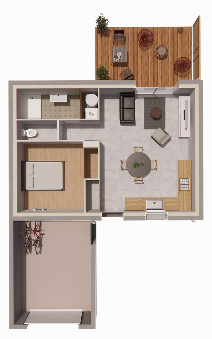 plan maison ecolutive T2 PP + garage