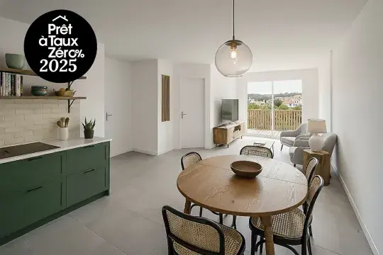 piece de vie appartement t2 programme tikercouet nantes
