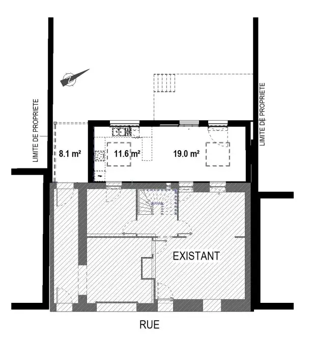 plan extension ossature bois reze