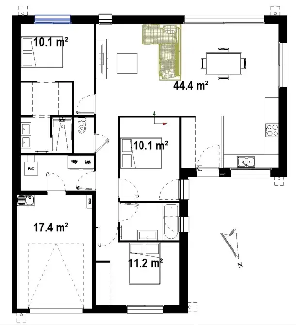 plan maison plain pied 3 chambres 