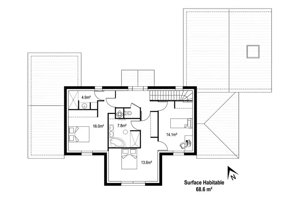 plan-etage-maison-maçonnee-pornic