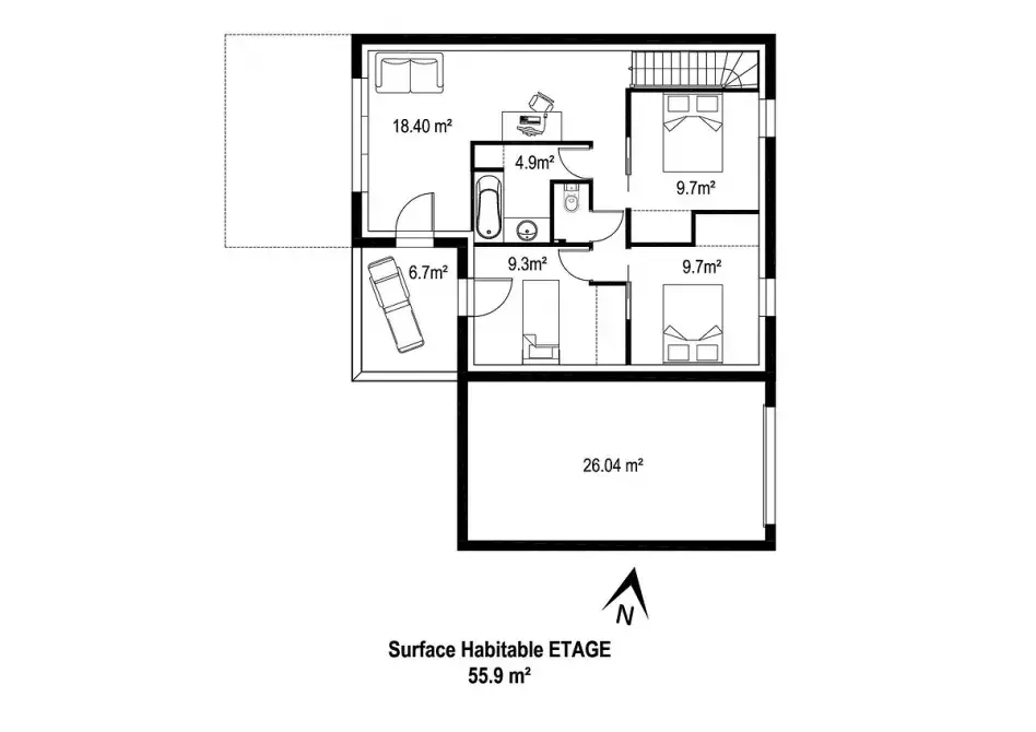 plan-etage-maison-sur-mesure-brique-nantes