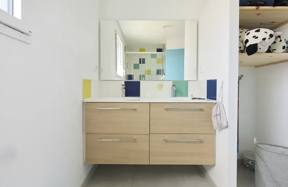 surelevation ossature bois vue face meuble salle de bains saint sebastien sur loire