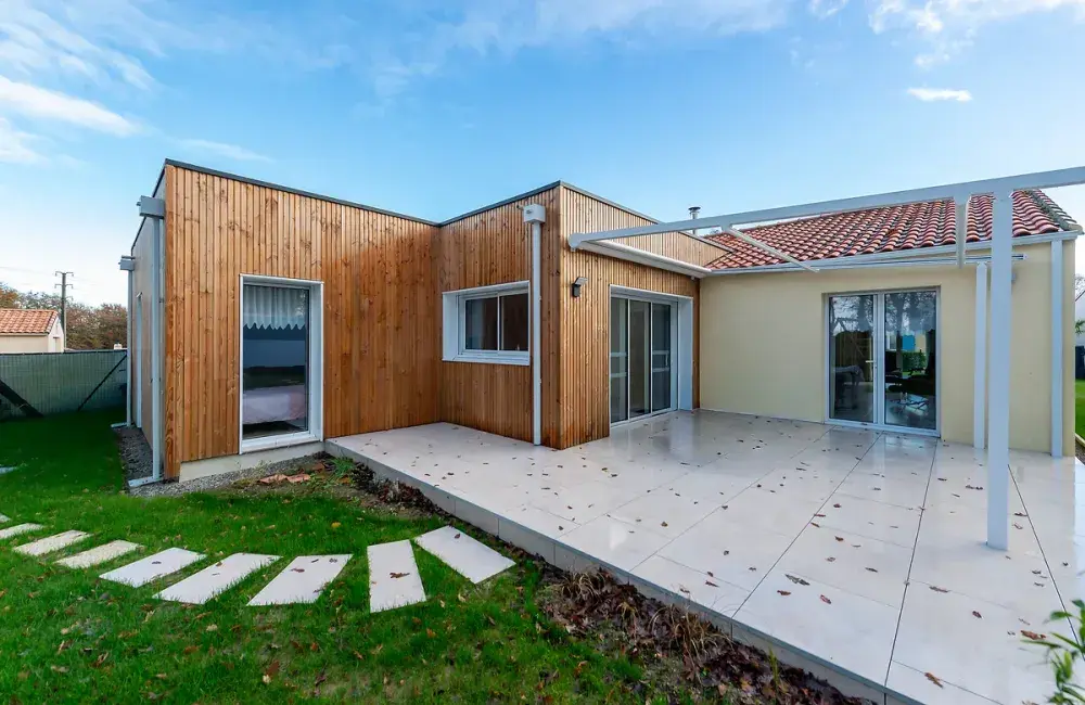 vue exterieure extension en ossature bois saint pere en retz