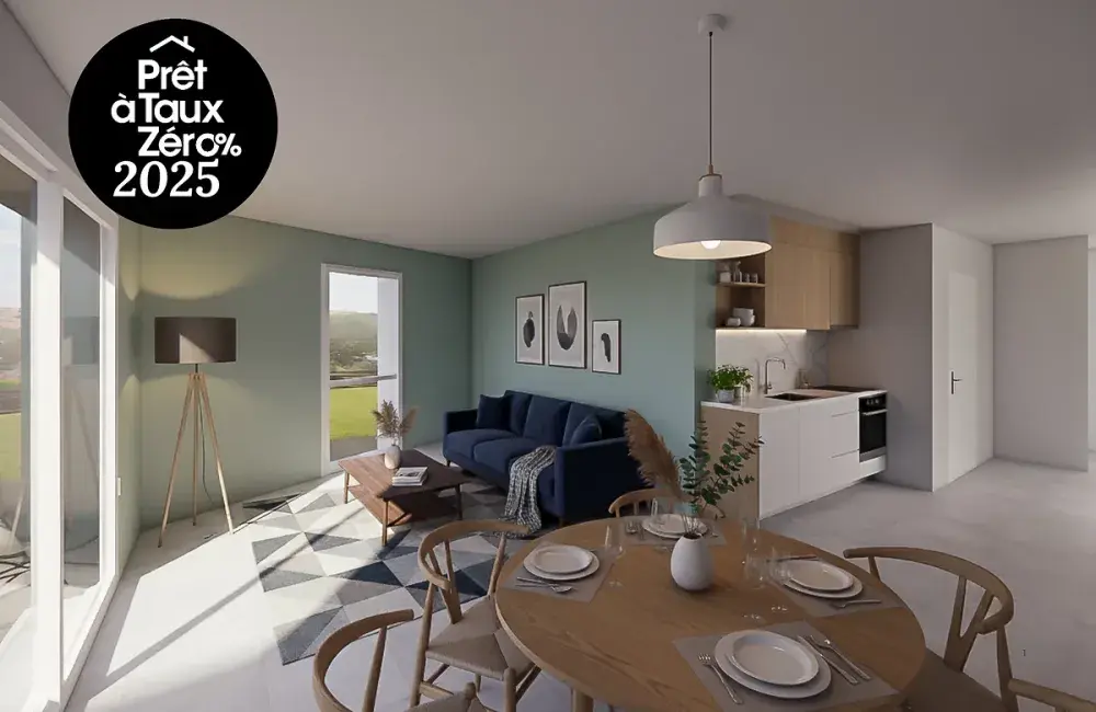 piece de vie appartement t3 programme tikercouet nantes