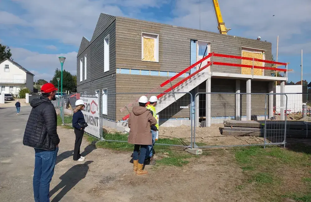Préfabrication ossature bois visite de chantier à Conquereuil 44