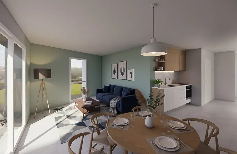 piece de vie appartement t3 programme tikercouet nantes