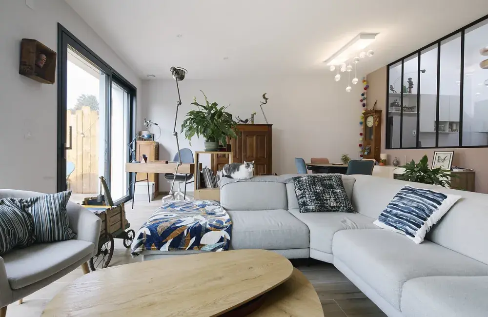 salon maison sur mesure passive bois carquefou