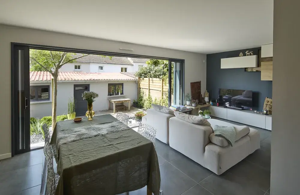 vue extension ajout salon ossature bois saint nazaire