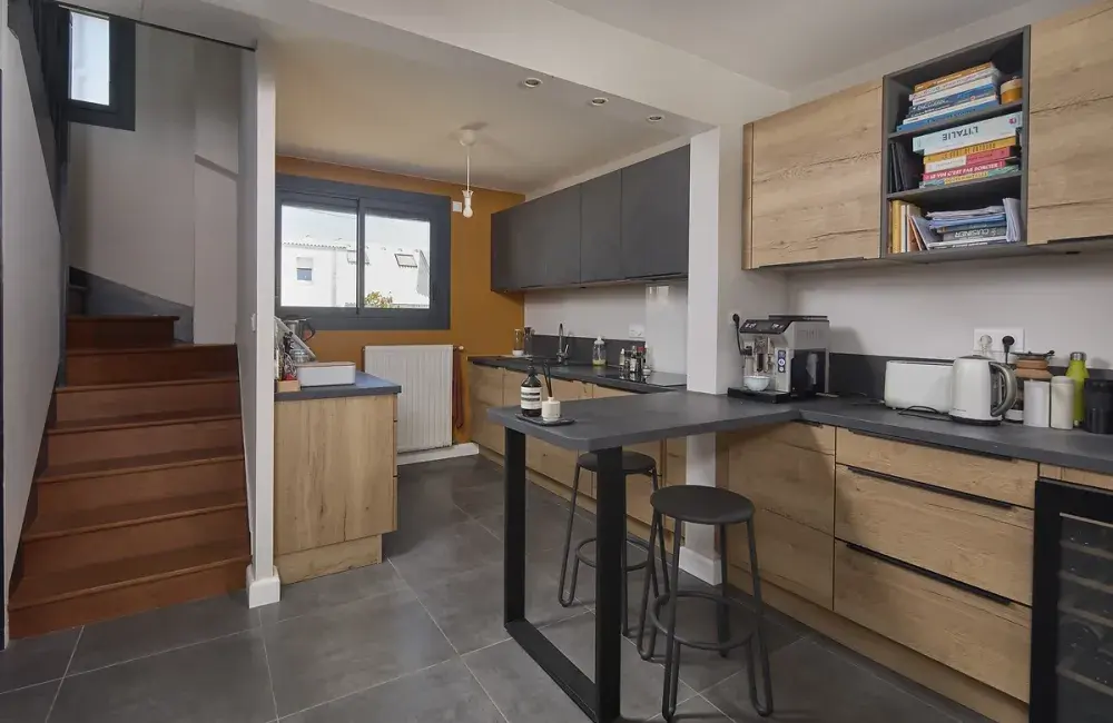 cuisine renovee extension ossature bois saint nazaire