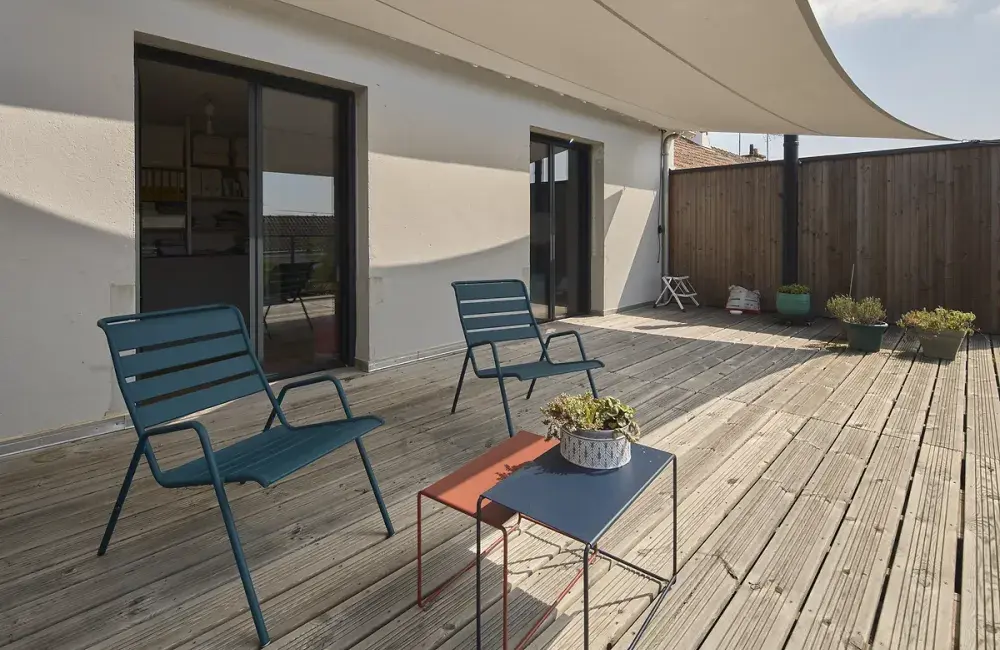 vue terrasse extension ossature bois saint nazaire